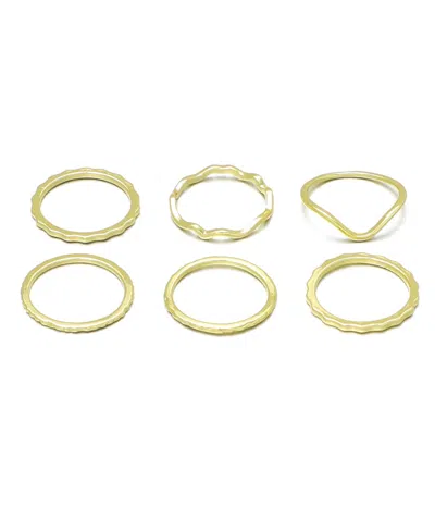Adornia 6pc 14k Plated Wavy Band Set In Gold