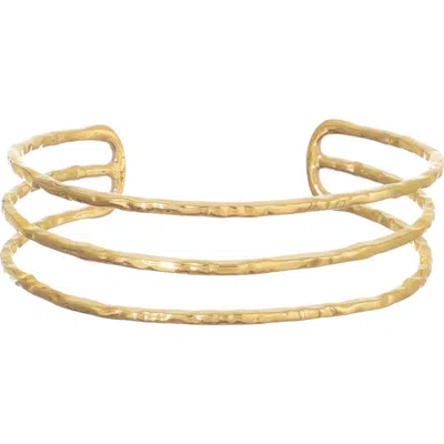 Adornia Hammered 18k Gold Plated Multirow Cuff Bracelet