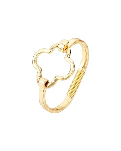 Adornia Hammered Clover Open Clover Cuff In Gold