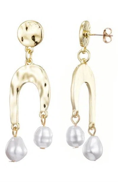 Adornia Hammered Faux Pearl Drop Earrings In Multi