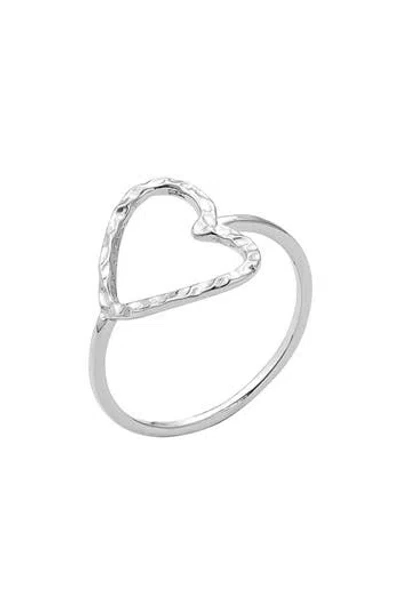 Adornia Hammered Open Heart Pendant Necklace In Silver