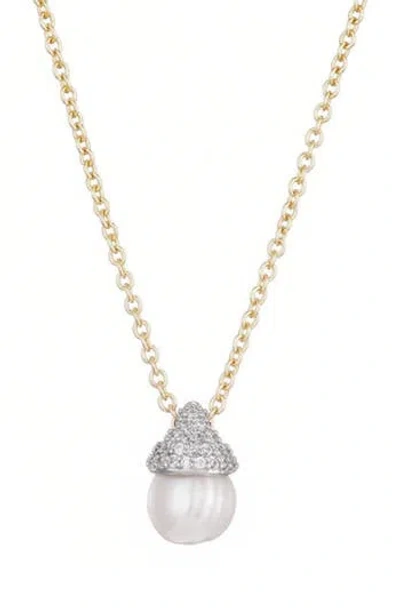 Adornia Hanging Freshwater Pearl Pendant Necklace In Gold