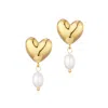 Adornia Gold Freshwater Cultivated Pearl Heart Drop Earrings In Gold