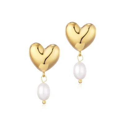 ADORNIA HEART AND FRESHWATER PEARL DROP EARRINGS