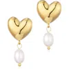 Adornia Gold Freshwater Cultivated Pearl Heart Drop Earrings In Gold