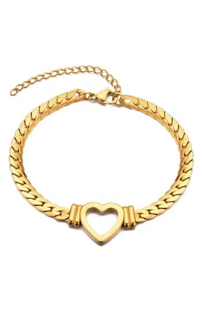 Adornia Heart Charm Curb Chain Bracelet In Gold