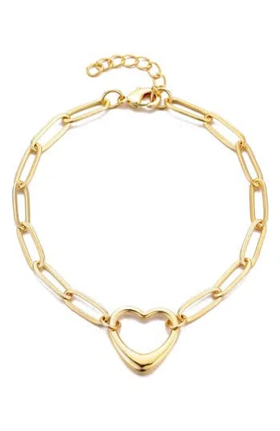 ADORNIA ADORNIA HEART CHARM PAPERCLIP CHAIN BRACELET