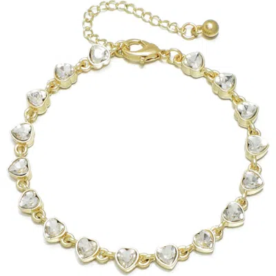 Adornia Heart Crystal Link Bracelet In Gold