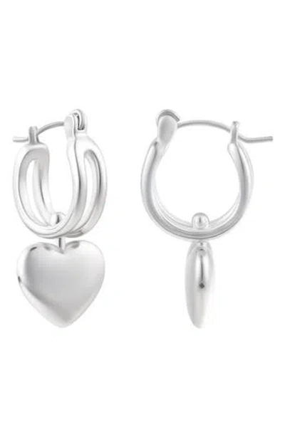 Adornia Heart Huggie Hoop Earrings In Metallic