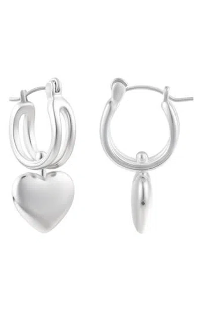 Adornia Heart Huggie Hoop Earrings In Silver