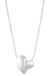 Adornia Gold Tarnish Resistant Adjustable Oversized Puffy Heart Necklace In Silver