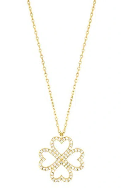 Adornia Heart Shaped Pavé Clover Pendant Necklace In Gold