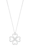 Adornia Silver Plated Heart-shaped Pave Clover Necklace In Silver
