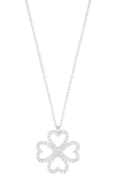 ADORNIA ADORNIA HEART SHAPED PAVÉ CLOVER PENDANT NECKLACE