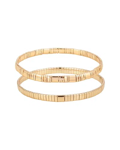 Adornia Hematite Tila Bead Stretch 2-bracelet Set In Gold
