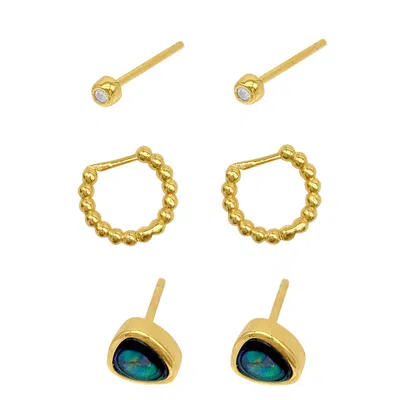 Adornia Hoop And Stud Set Gold In Yellow