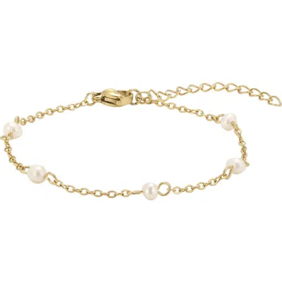 Adornia 18k Plated Stainless Steel 4-4.6mm Pearl Bracelet In Gold