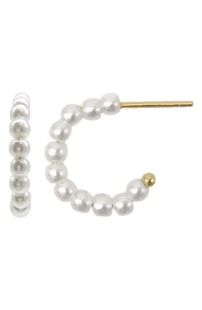 ADORNIA ADORNIA IMITATION PEARL HUGGIE HOOP EARRINGS