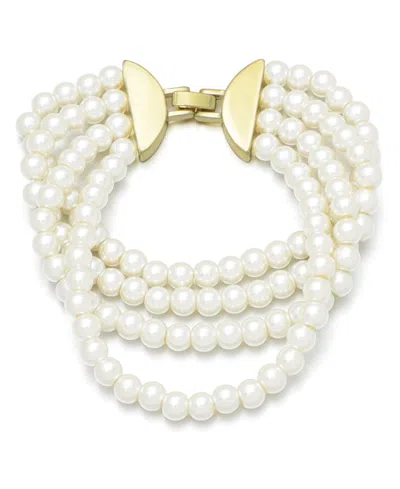 Adornia Imitation Pearl Multi-strand Statement Bracelet In White