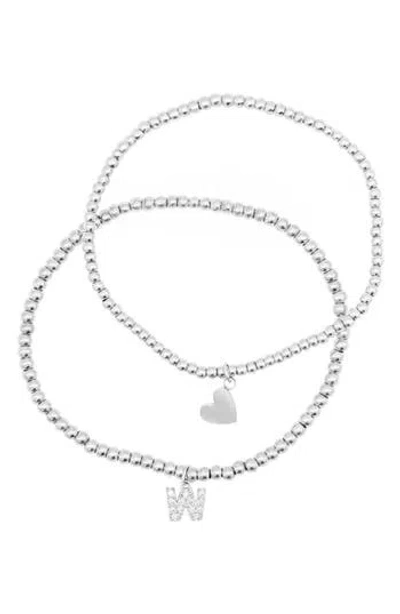ADORNIA ADORNIA INITIAL & HEART 2-PACK STRETCH BRACELETS