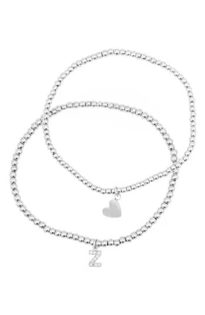 ADORNIA ADORNIA INITIAL & HEART 2-PACK STRETCH BRACELETS