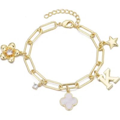 Adornia Initial Charm Bracelet In Gold
