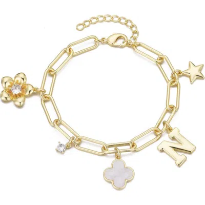 Adornia Initial Charm Bracelet In Gold
