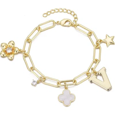 Adornia Initial Charm Bracelet In Gold