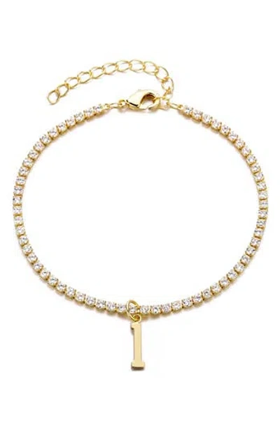 ADORNIA ADORNIA INITIAL CHARM TENNIS BRACELET