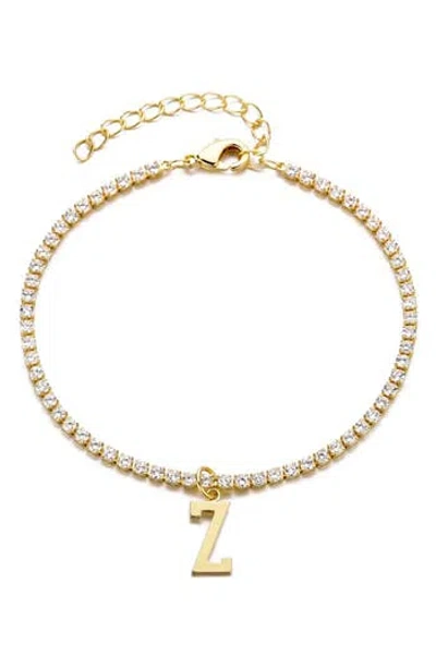 ADORNIA ADORNIA INITIAL CHARM TENNIS BRACELET