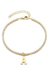 Adornia Initial Charm Tennis Bracelet In Gold