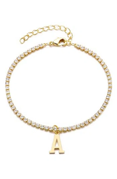 Adornia Initial Charm Tennis Bracelet In Gold