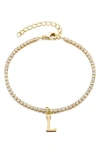 Adornia Initial Charm Tennis Bracelet In Gold