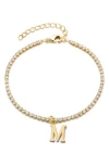 Adornia Initial Charm Tennis Bracelet In Gold