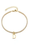 Adornia Initial Charm Tennis Bracelet In Gold