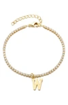 Adornia Initial Charm Tennis Bracelet In Gold