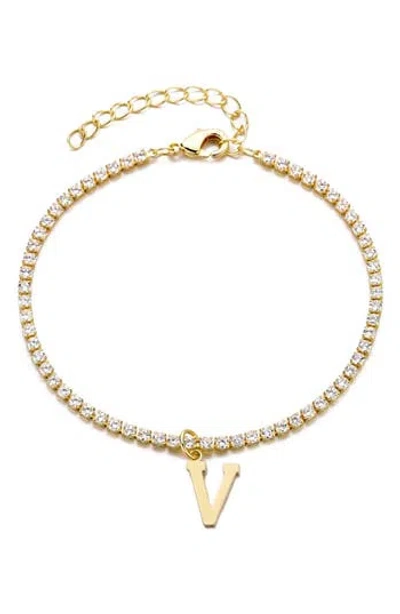 Adornia Initial Charm Tennis Bracelet In Gold