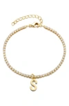 Adornia Initial Charm Tennis Bracelet In Gold