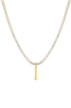 Adornia Initial Charm Tennis Necklace