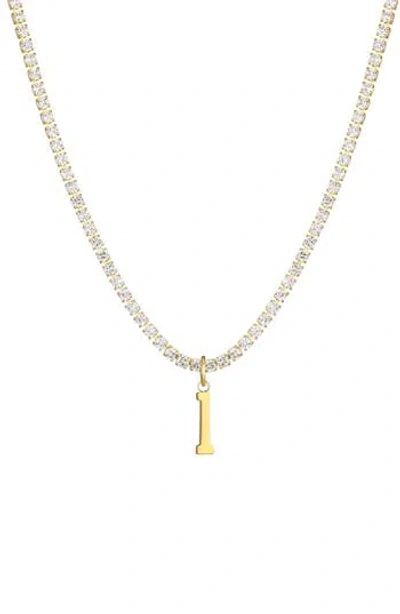 Adornia Initial Charm Tennis Necklace