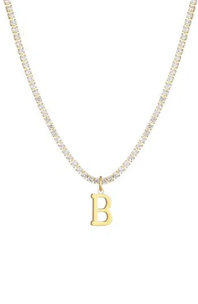 Adornia Initial Charm Tennis Necklace In Gold