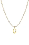 Adornia Initial Charm Tennis Necklace In Gold