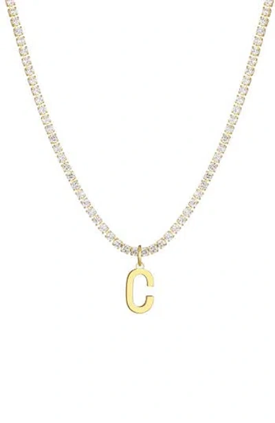 Adornia Initial Charm Tennis Necklace In Gold