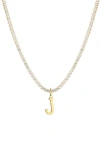 Adornia Initial Charm Tennis Necklace In Gold