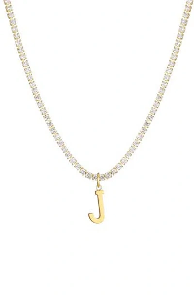 Adornia Initial Charm Tennis Necklace In Gold