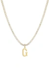 Adornia Initial Charm Tennis Necklace In Gold