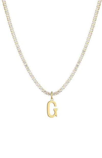 Adornia Initial Charm Tennis Necklace In Gold