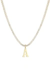 Adornia Initial Charm Tennis Necklace In Gold