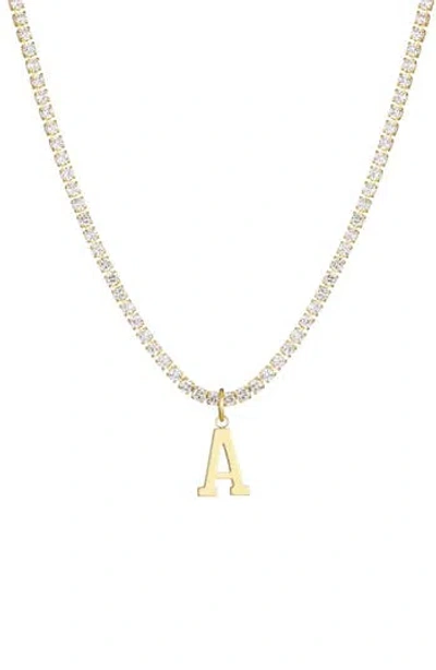 Adornia Initial Charm Tennis Necklace In Gold