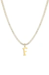 Adornia Initial Charm Tennis Necklace In Gold